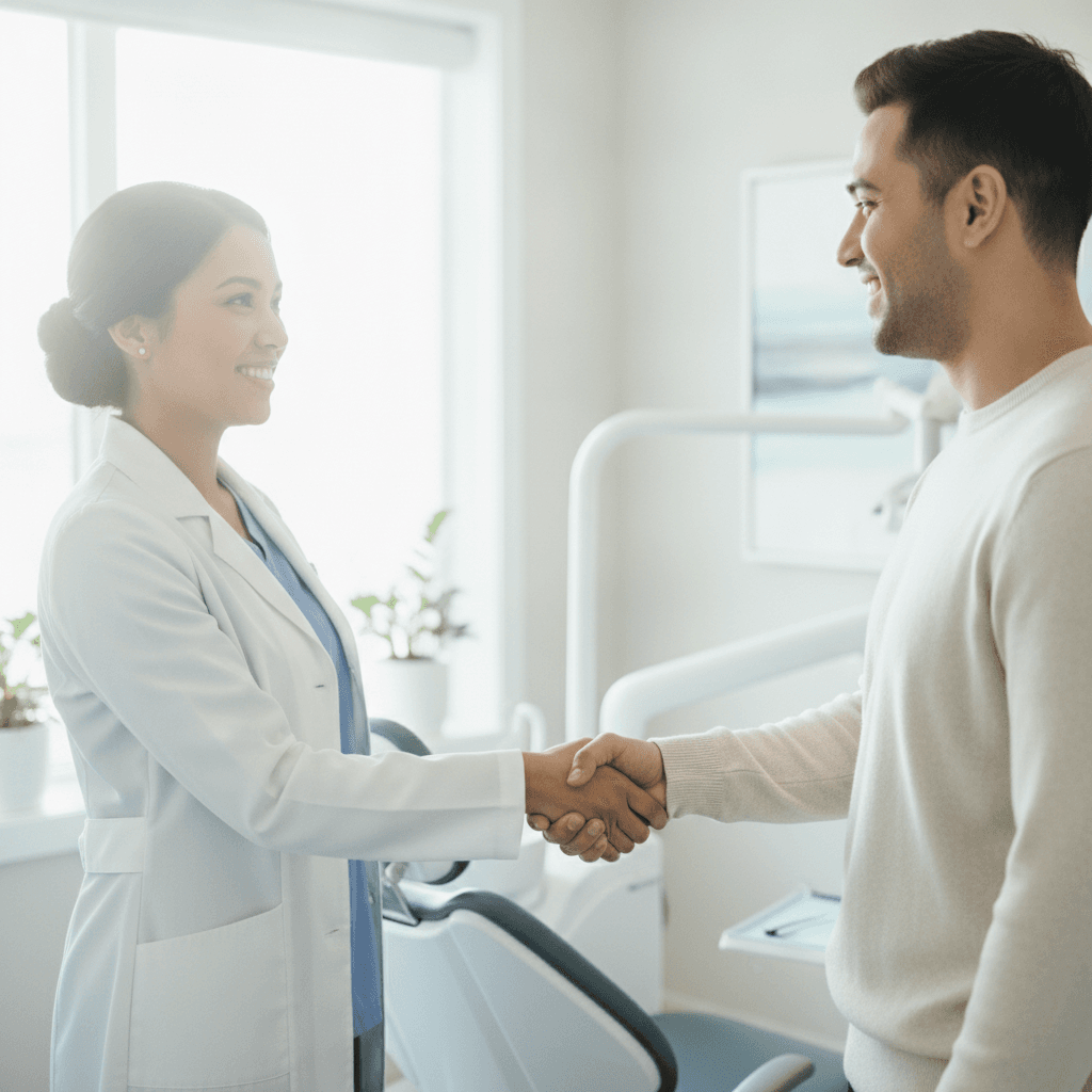 A homeowner shaking hands with a trusted local pro