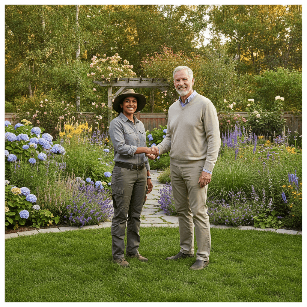 A homeowner shaking hands with a trusted local pro