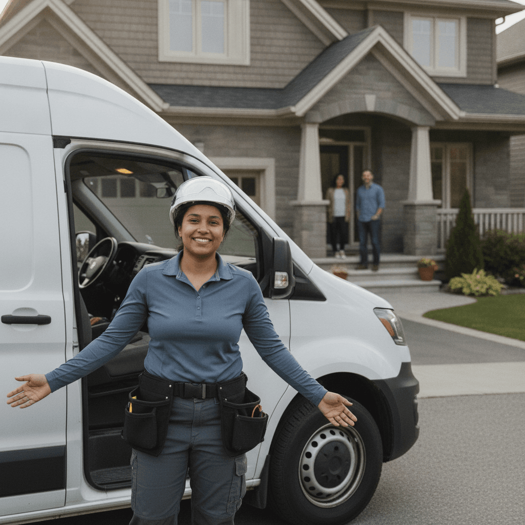 Home Renovation service van on the road